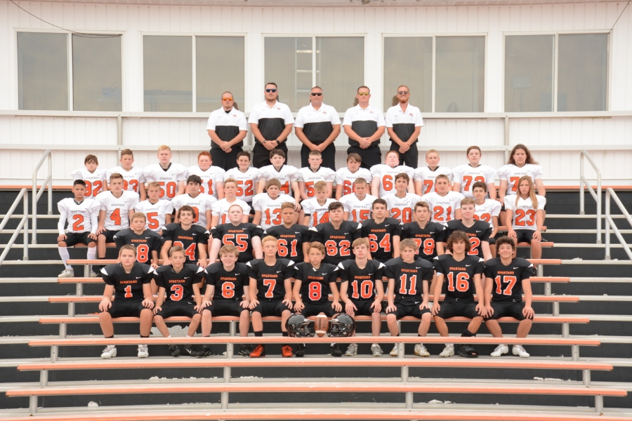 football team in bleachers